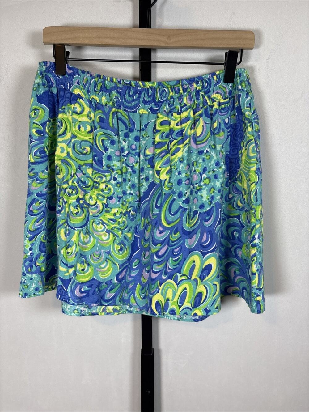 Lilly Pulitzer Amber Skirt Women's Medium Blue Green Pull On Mini Resort Beach